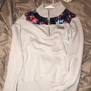 PINK grey quarter zip